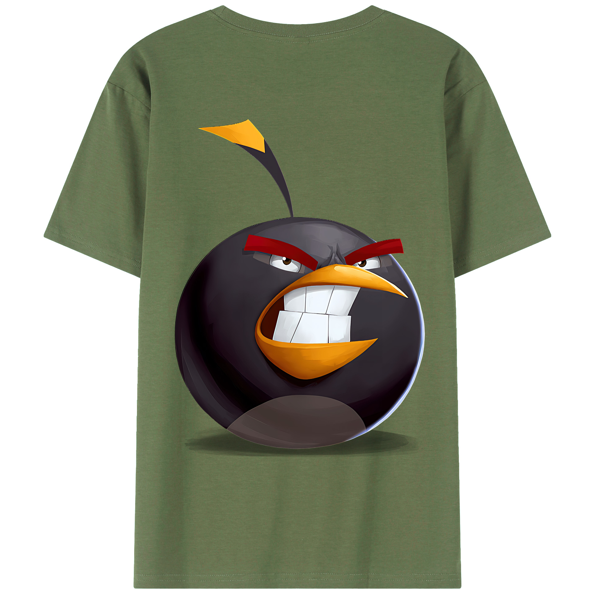 （画像用） Angry Birds アングリーバード 綿100％ メンズ半袖Tシャツ（バックプリント） 通気性